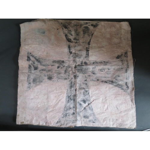 781 - A Piece of WWI German Aeroplane Canvas painted with a cross, 66x62cm
 **PAYMENT IN PERSON OR BY BANK... 