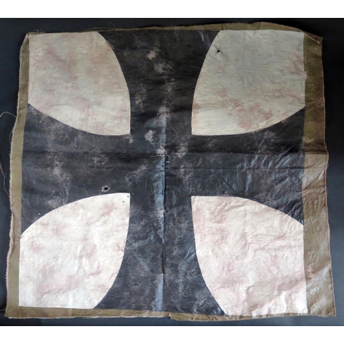 781 - A Piece of WWI German Aeroplane Canvas painted with a cross, 66x62cm
 **PAYMENT IN PERSON OR BY BANK... 