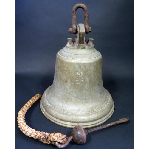 782 - A WWII Air Ministry Scramble Bell, marked A.M. 1940 and believed to be from R.A.F. Compton Bassett, ... 