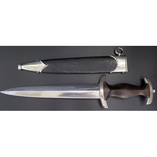 784 - A WWII German SS Dagger with Scabbard by Böker, stamped 1 to the guard, 347mm overall length. Brough... 