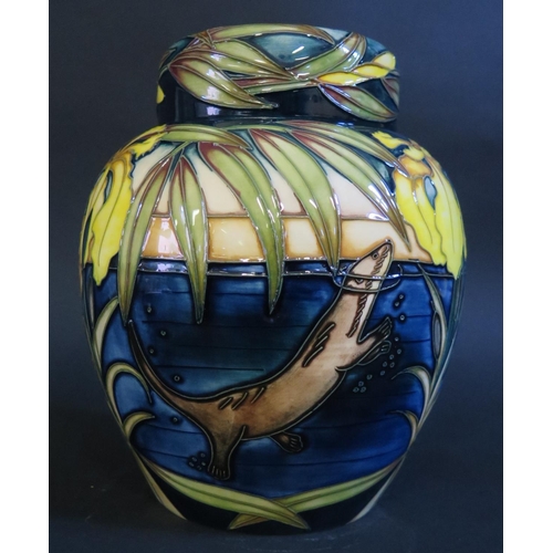 8 - A Modern Moorcroft Limited Edition Otter Decorated Ginger Jar by Sian Leeper 2004, 48/150, 18cm, 20.... 