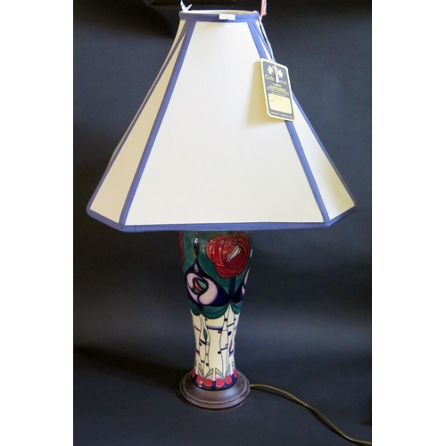 20 - A Modern Moorcroft Tribute to Rene MacIntosh Lamp with shade, designed by Rachel Bishop, 67cm