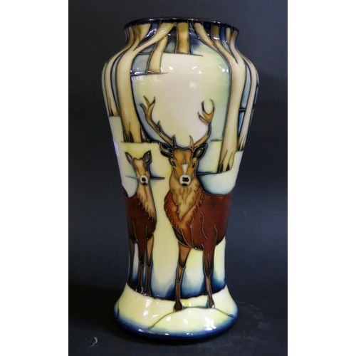21 - A Modern Moorcroft Red Deer Decorated Vase 2002, 178/350, boxed