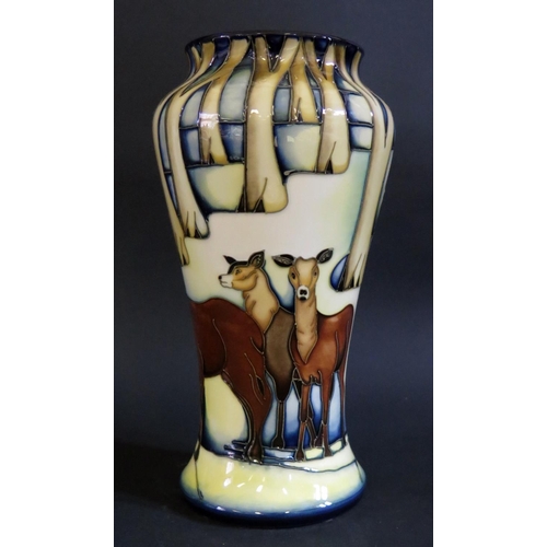 21 - A Modern Moorcroft Red Deer Decorated Vase 2002, 178/350, boxed