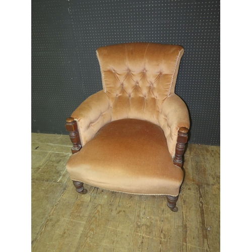 1097 - An Edwardian Upholstered Button Back Armchair