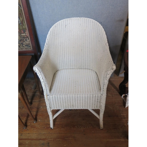 1100 - Lloyd Loom Wicker Chair, Painted White