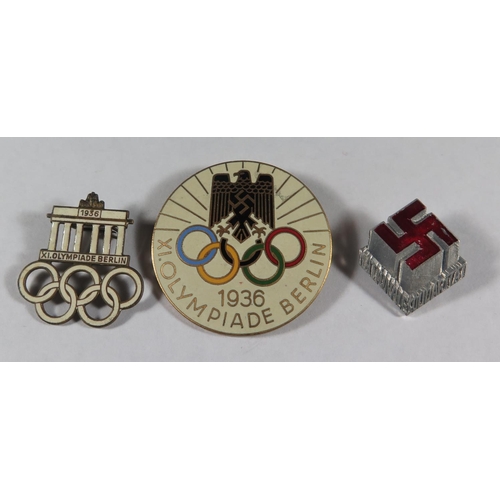 783G - A 1936 XI Olympiade Berlin Enamel Badge (H. Osang), Participant's badge (Paulmann & Crone) and Day b... 