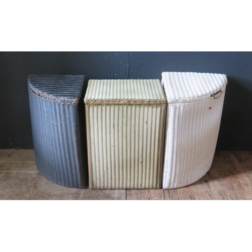 1080a - Three Lloyd Loom Painted Wicker Laundry Baskets