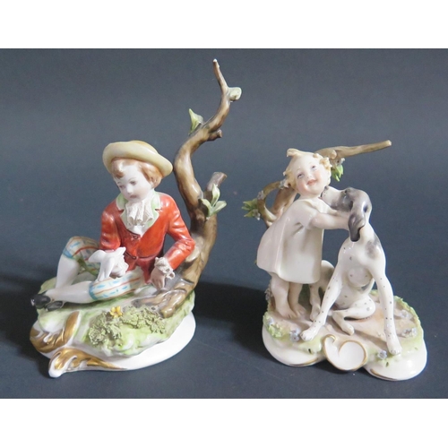 735A - Two Capodimonte Porcelain Figural Groups, tallest 11.5cm