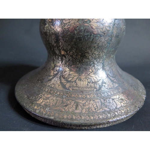 1188 - A Indian Bidriware Hookah Pipe Base, probably 18th century, base 19.5cm diam.