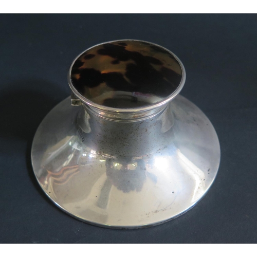 1011 - A George V Silver and Tortoiseshell Capstan Inkwell, London 1920, C&A, 11cm diam.