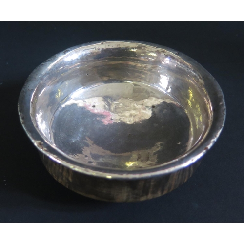 1016 - An Antique Foreign Silver Lined Treen Bowl, 11cm diam. x 5cm high