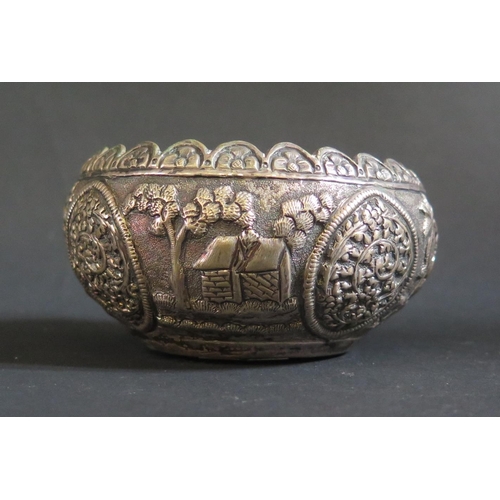 1029 - An Asian White Metal Bowl, 10cm diam., 86g