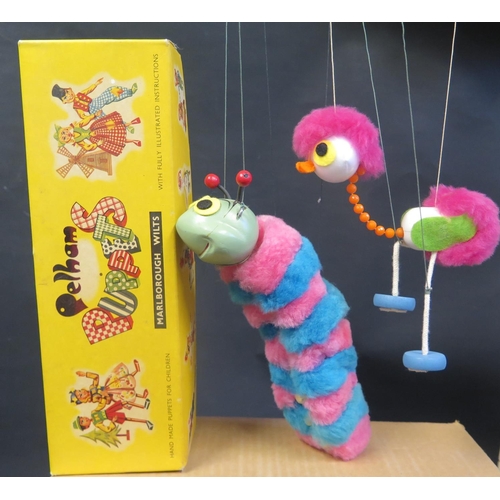 103A - A Pelham Puppet Caterpillar in Box, Cat in Box and An Ostrich