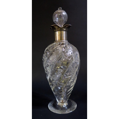 1054 - An Intaglio Cut Rock Crystal Silver Mounted Decanter, 28.5cm, London probably 1908 or 1912, Thomas W... 