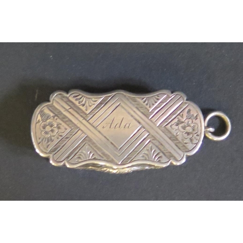 1073 - A Victorian Silver Vinaigrette with chased decoration, Birmingham 1859, Aston & Son, 41mm without ri... 