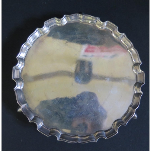 1082 - A Small George V Silver Piecrust Salver, London 1918, EBS LD, 15cm diam., 243g