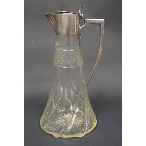 1088 - A George V Silver Mounted Cut Glass Claret Jug, London 1910, William Hutton & Sons Ltd., 26.5cm