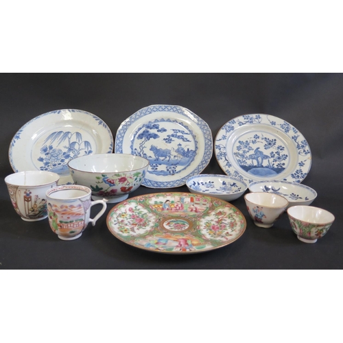 1142 - A 19th Century Cantonese Famille Rose Plate (20cm diam.) and other Chinese porcelain. All A/F