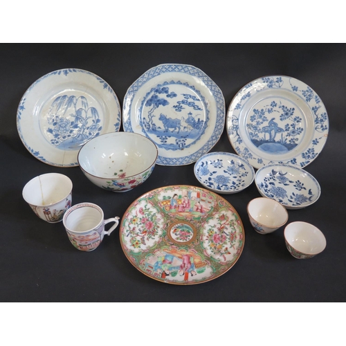 1142 - A 19th Century Cantonese Famille Rose Plate (20cm diam.) and other Chinese porcelain. All A/F