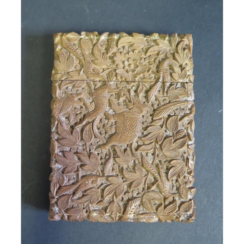 1158 - A 19th Century Asian Carved Sandalwood Card Case, 10x7.5cm (PHONE BID IN 10)