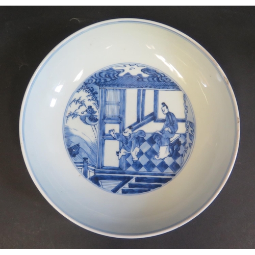 1160 - An 18th Century Chinese Porcelain Blue and White Bowl, underglaze mark to base, 20cm diam. Two small... 