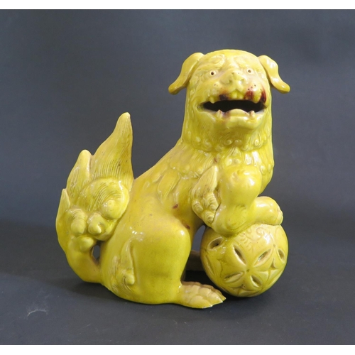 1170 - A 19th Century Chinese Imperial Yellow Glazed Foo Dog, 15cm tall