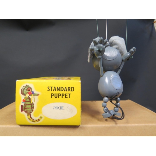 123 - A Scarce Pelham Puppet Screen Gems Pixie Mouse in Box (crack line to head).