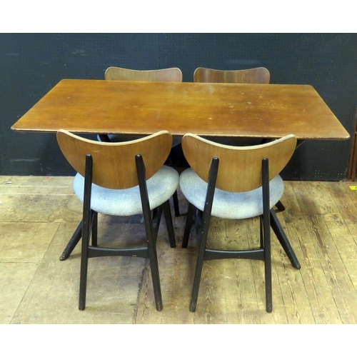 1333 - A 1960's G-Plan Librenza Tola Dining Table (model 341) and four butterfly chairs. Table top needs re... 