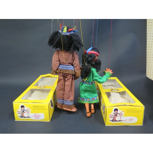 139 - A Pelham Puppet SS16 Indian Boy and SS17 Indian Girl in Boxes, one with Instructions