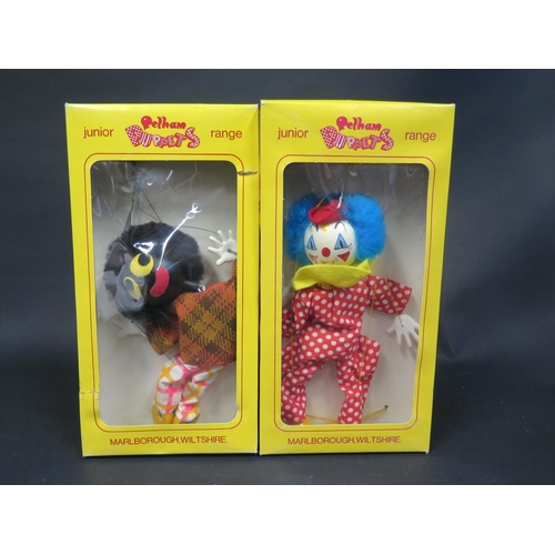 155 - A Pelham Puppet  Junior Range JC8 Golly in Box and JC7 Clown in Box