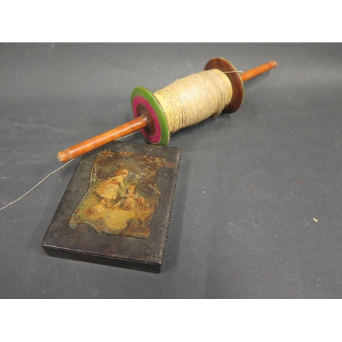 1564 - A Vintage Kite Winder, papier mache box parasol