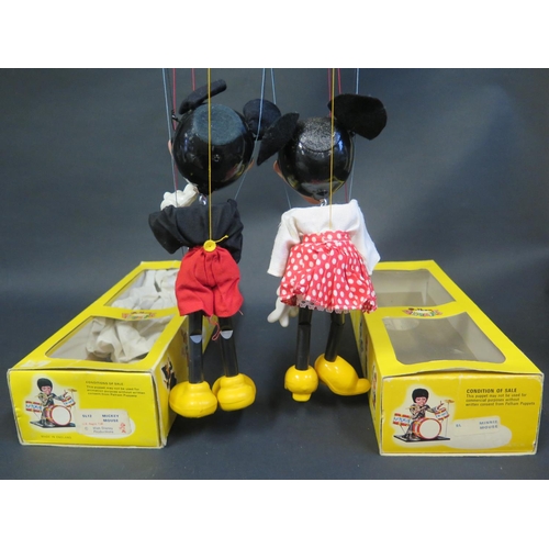 157 - A Walt Disney Pelham Puppet SL12 Mickey Mouse and SL Minnie Mouse in Boxes with Instructions