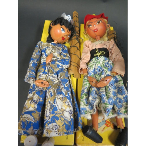 174 - Four Pelham Puppets, One with Flat Lead Hands. Comes with two incorrect boxes