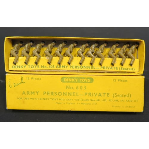 195 - A Dinky Toys No. 603 Army Personnel Private (Seated). Good to excellent in excellent original box.