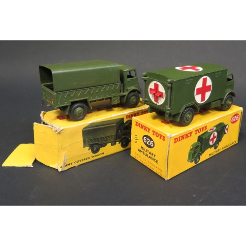 196 - A Dinky Toys No. 626 Military Ambulance in good condition with excellent original box and a 623 Army... 