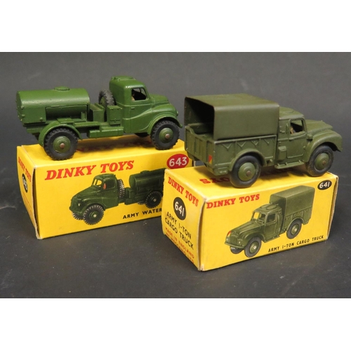 197 - A Dinky Toys No. 643 Army Water Tanker and No. 641 Army 1-Ton Cargo Truck. Good+ condition in excell... 