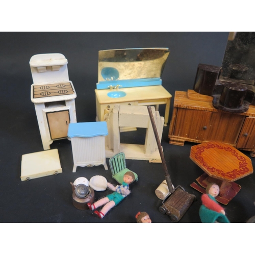 315a - A Selection of Dolls House Furniture and accessories including Tri-ang Spot-On Pram.