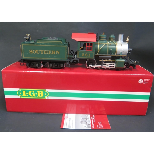 335 - A LGB (Lehmann-Gross-Bahn) 21232 2-4-0 Steam Locomotive and Tender 'Southern 281' (The Big Train) wi... 