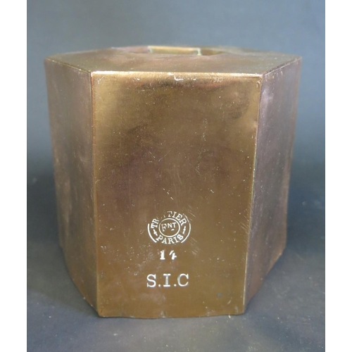 345 - A 19th Century Hexagonal Copper Jelly Mould by Trottier, stamped S.I.C. for St. John's College Cambr... 