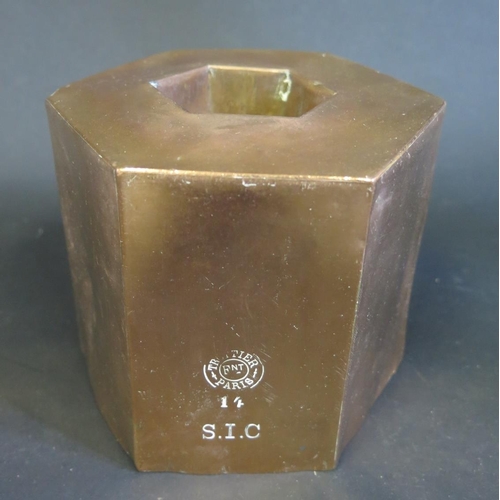 345 - A 19th Century Hexagonal Copper Jelly Mould by Trottier, stamped S.I.C. for St. John's College Cambr... 