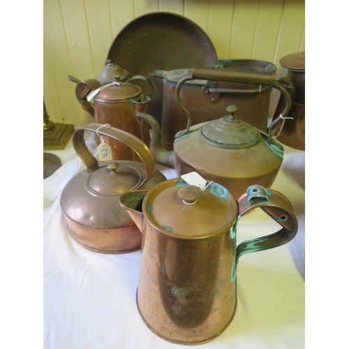 371 - A Selection of Copper Kettles, Jugs etc.