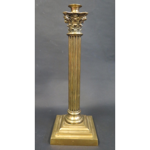 374 - A Victorian Loaded Brass Corinthian Column Candlestick, 40.5cm