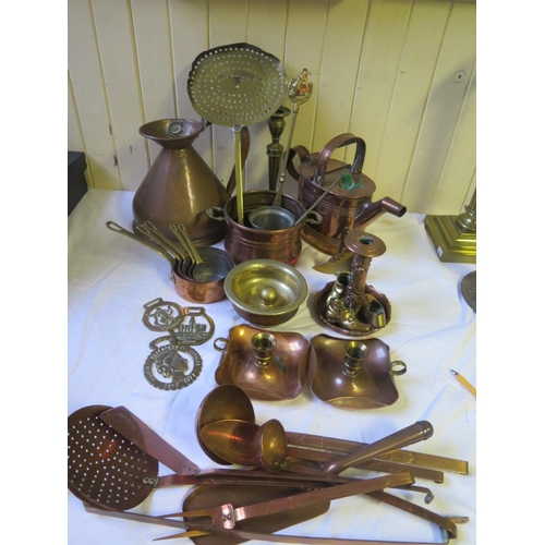 378 - A Set of Five Graduated Copper Brandy Pans and other copper and brass
PHONE BID