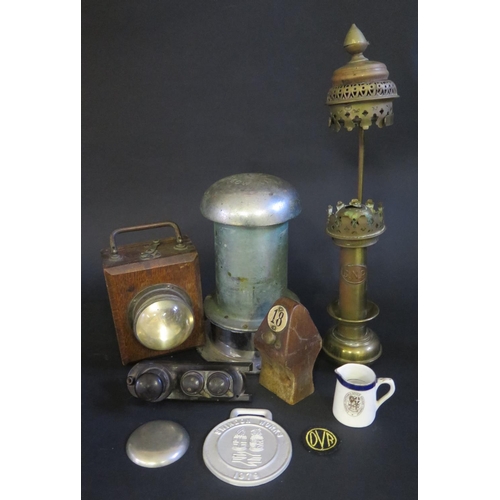 400 - A London, Chatham & Dover Railway Company Cream Jug (5cm), GNR brass lamp, LMSR '...Refrain From Usi... 