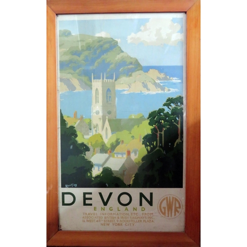 428 - A Rare G.W.R. Devon Poster by Alker Tripp, 99x58cm. Old pin holes with rust stains, some creases and... 