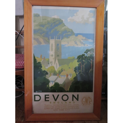 428 - A Rare G.W.R. Devon Poster by Alker Tripp, 99x58cm. Old pin holes with rust stains, some creases and... 