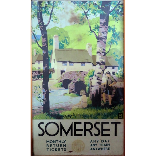 429 - A Rare Original G.W.R. Somerset Poster by John Bee, 100x59. Some staining, creases and slight loss a... 