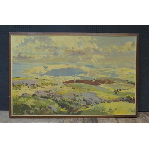 432 - An Original Railway Print depicting Somerset by Jack Merriott, framed, 121x78cm. Losses and slight s... 