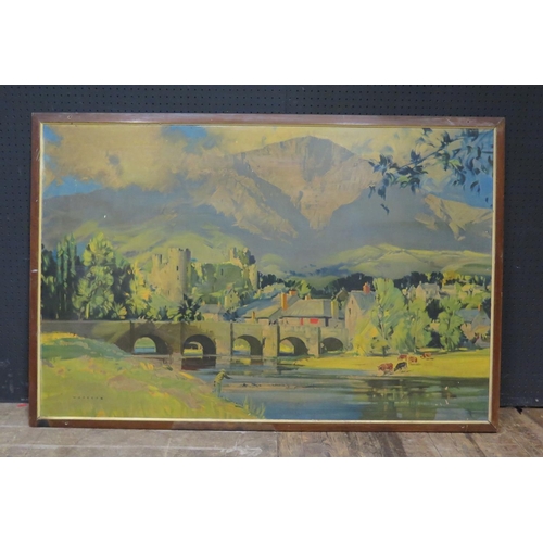 433 - An Original Railway Advertising Print depicting Wales by Wootton, framed, 122x80cm. Slight losses an... 